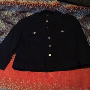 Black low-cut jacket button-up.